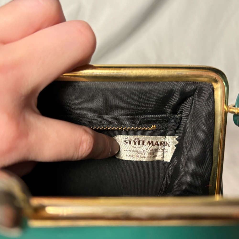 COPY - 1950s-60s Green Leather Stylemark Handbag - Picture 5 of 5